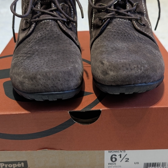 Propet Delaney Brown Suede Leather Lace Up Boots Size 6.5 Wide - Picture 4 of 12